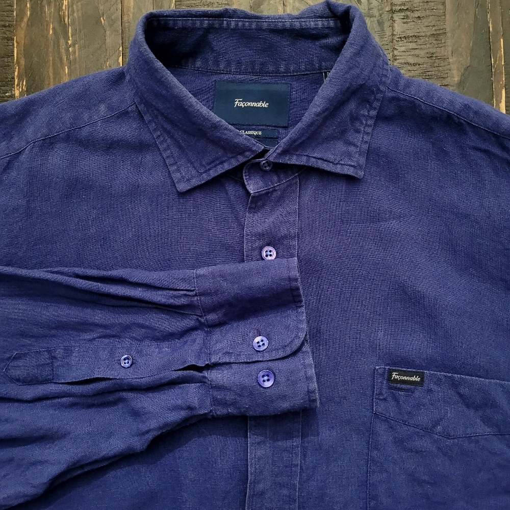 Façonnable Classique Line 100% Linen Button-Up Shirt Men’s